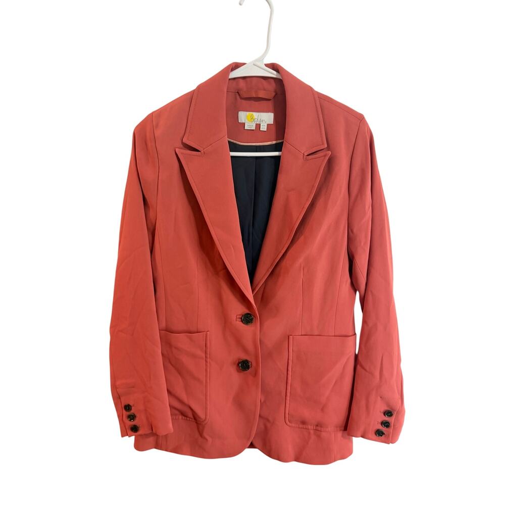 Boden Fluid Tailored Blazer Peach Orange Sz US 4 Patch Pockets Single Breast